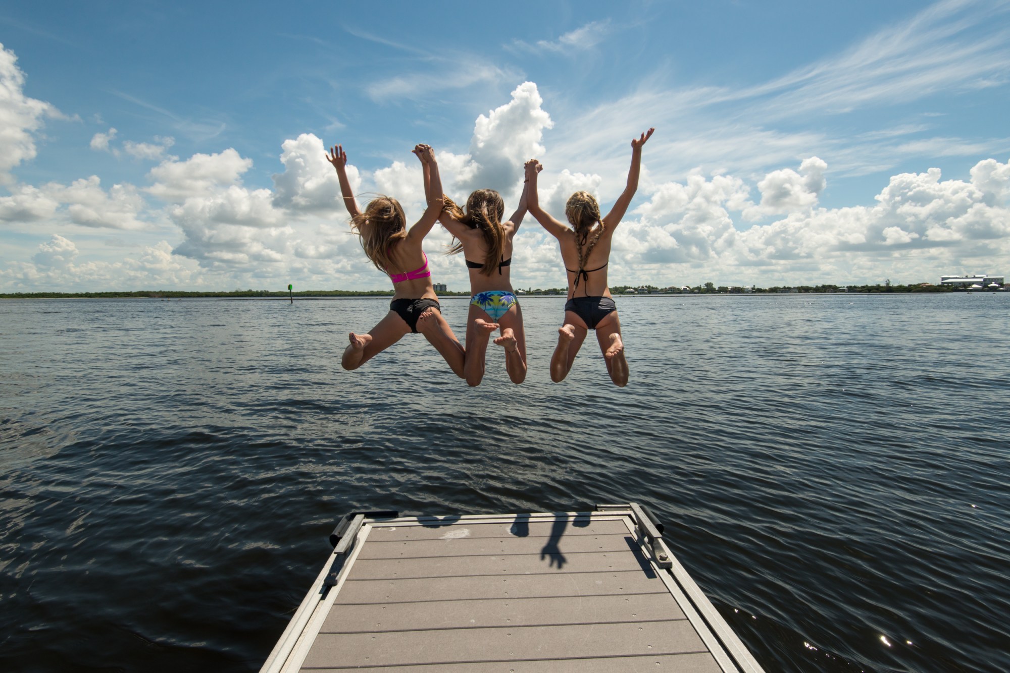 a person jumping into the water